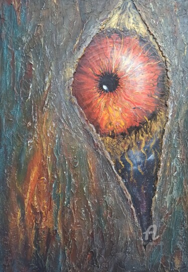 "The Crack" – Textured Acrylic Eye of Boa Painting