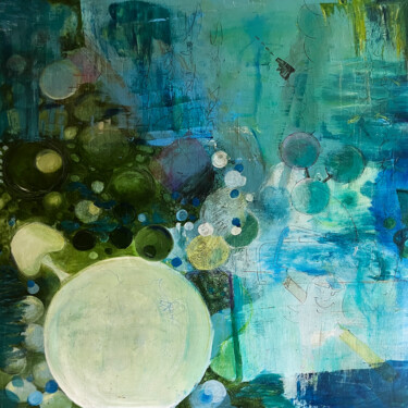 「Fluid (Left)」というタイトルの絵画 Annette Wyrick-Solariによって, オリジナルのアートワーク, アクリル ウッドストレッチャーフレームにマウント