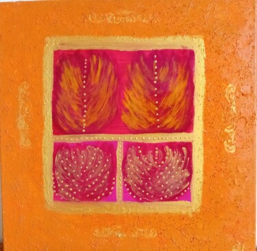 Schilderij getiteld "Pivoine" door Eve-H, Origineel Kunstwerk, Acryl