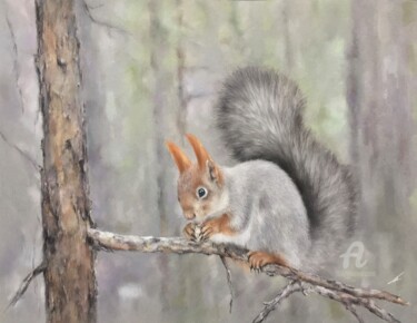 「In the forest」というタイトルの描画 Irene_artによって, オリジナルのアートワーク, パステル