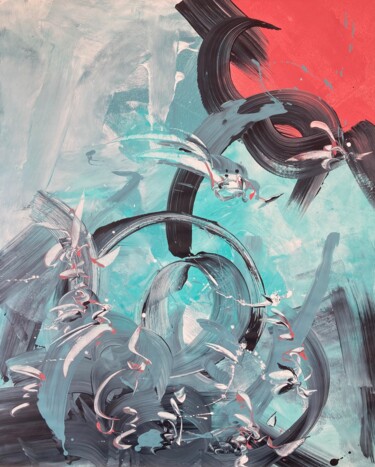 Painting titled "AWE-2-" by Delphine Bernard, Original Artwork, Acrylic Mounted on Cardboard