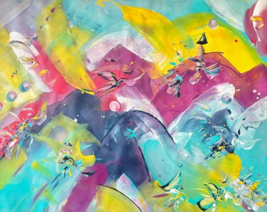 DAWN ENERGY 2 Painting titled "DAWN ENERGY 2" by Delphine Bernard, Original Artwork, Acrylic Mounted on Wood Stretcher frame