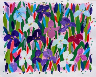 Fleurs d'Iris 1 "Fleurs d'Iris 1" başlıklı Resim Aude Billerot tarafından, Orijinal sanat, Akrilik