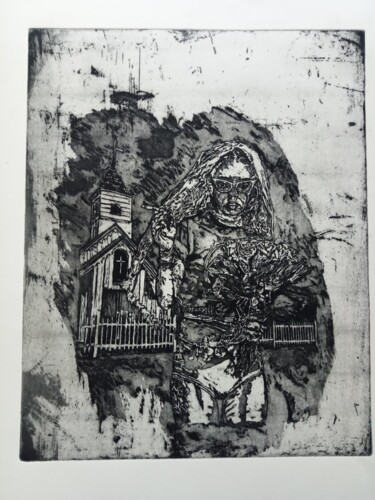 Printmaking titled "J'en ai déjà marre-…" by Bergstrasser Laurent, Original Artwork, Etching Mounted on artwork_cat.
