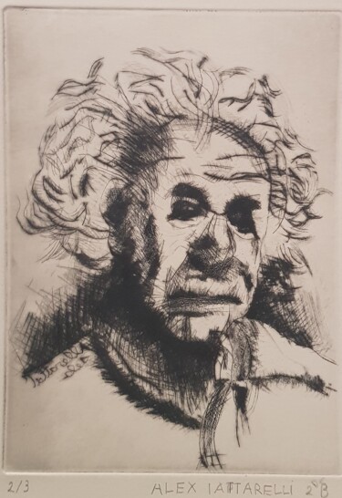 Printmaking titled "Volto di Albert Ein…" by Alex Iattarelli (Al_iatar), Original Artwork, Etching