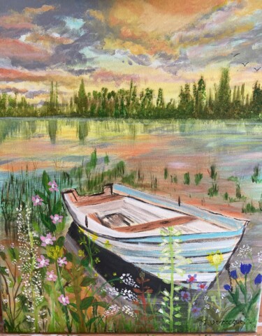绘画 标题为“Le lac” 由Jean-François Vereecque, 原创艺术品, 丙烯