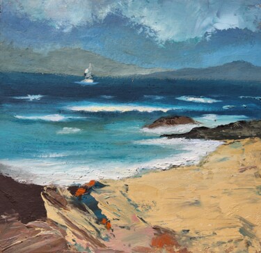 Painting titled "Beach Painting Seas…" by Anzhelika Izzi, Original Artwork, Oil