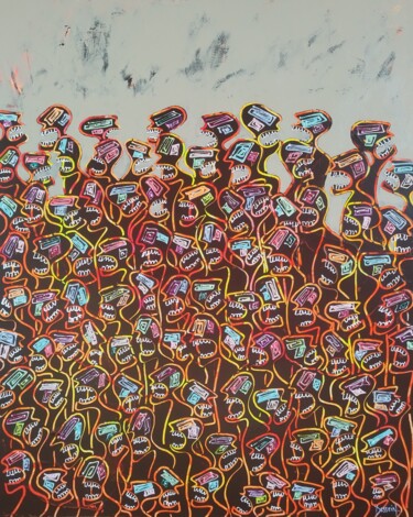Peinture intitulée "Nématoïdes des plai…" par Delphine Dessein, Œuvre d'art originale, Acrylique Monté sur Châssis en bois