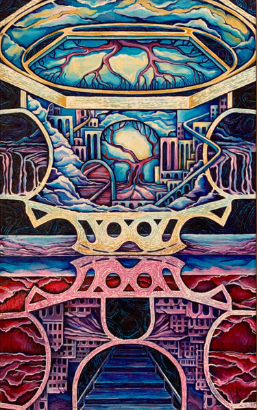 Painting titled "две стороны" by Viktoryia Kastsiankova, Original Artwork, Oil