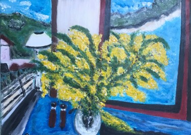 绘画 标题为“Bouquet de mimosas” 由Maria Helena De  Macedo  Benier, 原创艺术品, 丙烯
