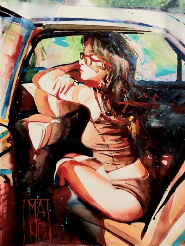 Pittura intitolato "Soleil - Taylor" da Manu Toxxic, Opera d'arte originale, Acquarello