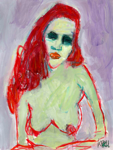 Zeichnungen mit dem Titel "Porträt 44" von Barbara Kroll, Original-Kunstwerk, Acryl