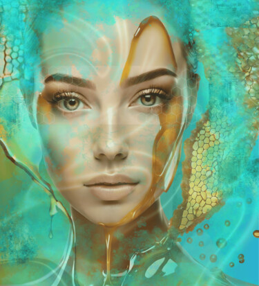 数字艺术 标题为“Turquoise Honey No.2” 由Ninn, 原创艺术品, 数字拼贴