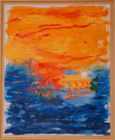 Un pont du Gard Peinture intitulée "Un pont du Gard" par Jacqueline Poitevin, Œuvre d'art originale, Acrylique Monté sur Châssis en bois