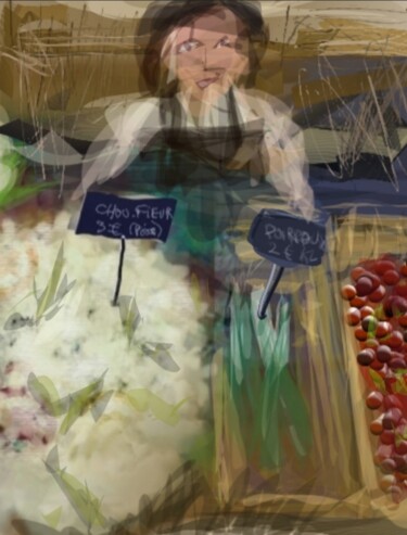 Arts numériques intitulée "La marchande..." par Jacky Patin, Œuvre d'art originale, Peinture numérique