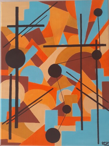 Painting titled "Dés-ordonné" by Christel Le Goff-Grataloup, Original Artwork, Acrylic Mounted on Wood Stretcher frame