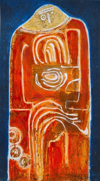 제목이 "menhir statue1/2"인 그림 Catherine Hoehlinger로, 원작, 파스텔