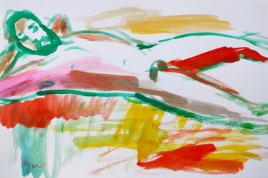Hot Sommer Mann Akt Gemälde Original Aquarell Malerei 绘画 标题为“Hot Sommer Mann Akt…” 由Natalya Volynska, 原创艺术品, 水彩