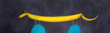 绘画 标题为“Elongated animal II” 由Ventzislav Dikov, 原创艺术品, 油 安装在木质担架架上
