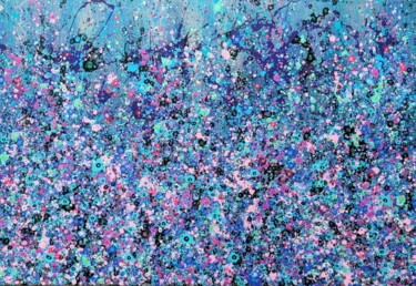 Abstract blue flowers painting Painting titled "Abstract blue flowe…" by Valentina Pufe, Original Artwork, Acrylic