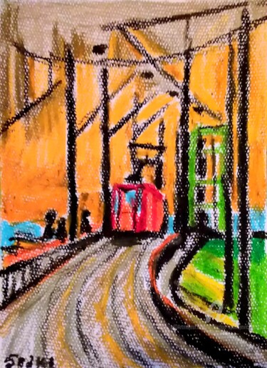 绘画 标题为“Pont de tramway” 由Slobodan Spasojevic (Spaki), 原创艺术品, 粉彩