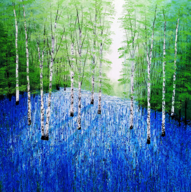 Fantasy in Blue 제목이 "Fantasy in Blue"인 미술작품 Amanda Horvath로, 원작, 아크릴 나무 들것 프레임에 장착됨