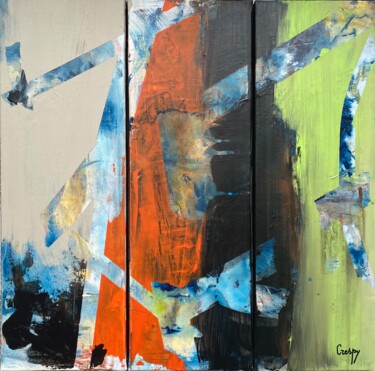 Malerei mit dem Titel "Tollena (triptyque)" von Monique Crespy, Original-Kunstwerk, Acryl Auf artwork_cat. montiert