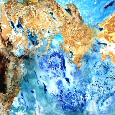 Painting titled "Arrecife" by Victoria Román, Original Artwork, Acrylic Mounted on Wood Panel