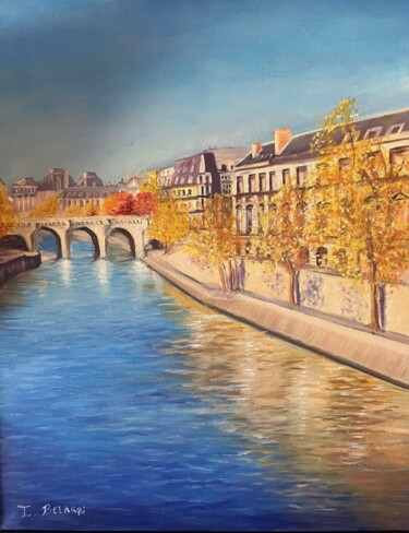 Schilderij getiteld "Paris" door Ikram Belarbi, Origineel Kunstwerk, Olie