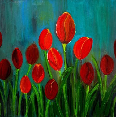 绘画 标题为“Tulpen auf Leinwand” 由Angelika Hofbeck, 原创艺术品, 丙烯