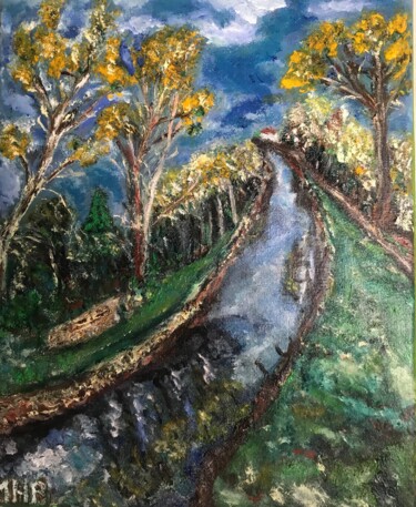Peinture intitulée "Le canal" par Maria Helena De  Macedo  Benier, Œuvre d'art originale, Huile