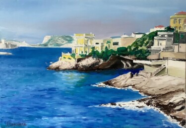 Peinture intitulée "La Corniche - Marse…" par Jacques Lajoinie, Œuvre d'art originale, Huile Monté sur Châssis en bois