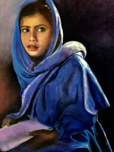 "La jeune fille en b…" başlıklı Resim Elizabeth Estienne tarafından, Orijinal sanat, Pastel
