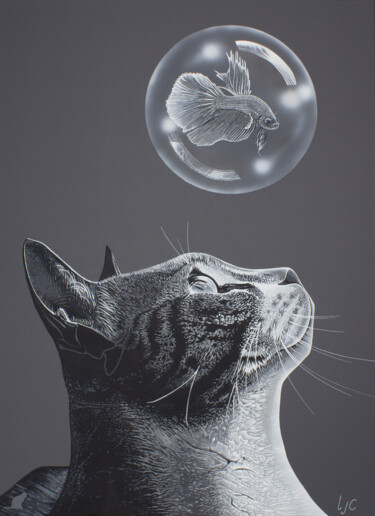 Peinture intitulée "Chat "Charlotte et…" par Laurence Coindre, Œuvre d'art originale, Acrylique Monté sur Châssis en bois