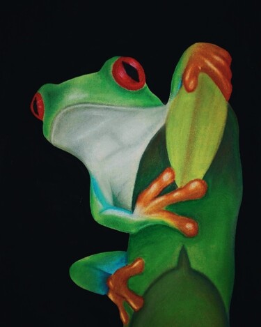 Drawing titled "Ranita" by Stacy Mendoza, Original Artwork, Pastel