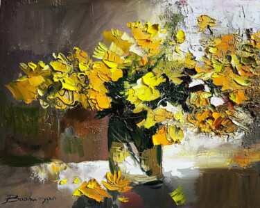 Golden Petal Symphony Ζωγραφική με τίτλο "Golden Petal Sympho…" από Vahe Bagumyan, Αυθεντικά έργα τέχνης, Λάδι Τοποθετήθηκε στο Ξύλινο φορείο σκελ…