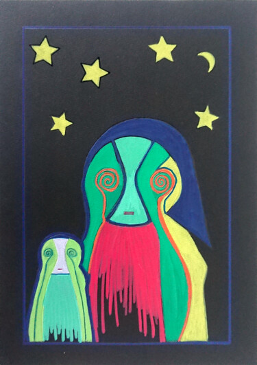 Dessin intitulée "Jusque la haut 3/10" par Georges Lievre, Œuvre d'art originale, Marqueur