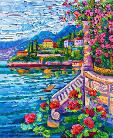 Painting titled "Splendid Como 2" by Vanya Georgieva, Original Artwork, Oil Mounted on Wood Stretcher frame