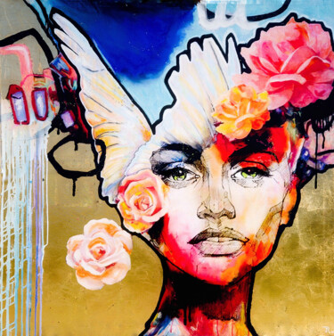 Painting titled "Bloom" by Jolanta Rabenstein, Original Artwork, Acrylic Mounted on Wood Stretcher frame