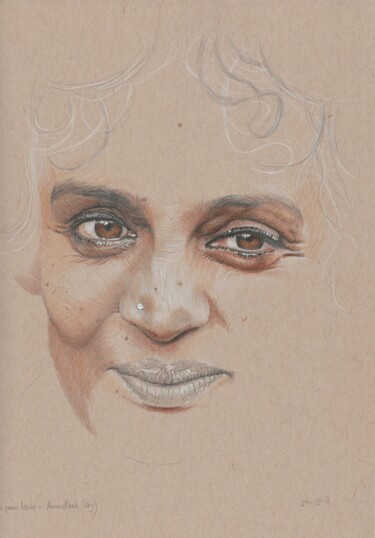 图画 标题为“"Arundhati Roy"” 由Walter Roos, 原创艺术品, 铅笔