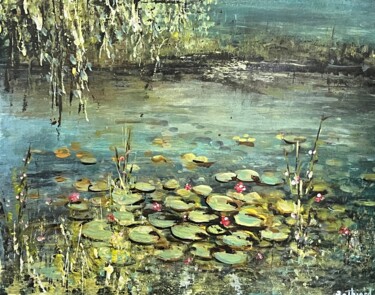 Peinture intitulée "Sous les frondaison…" par Daniel Bathiard, Œuvre d'art originale, Huile