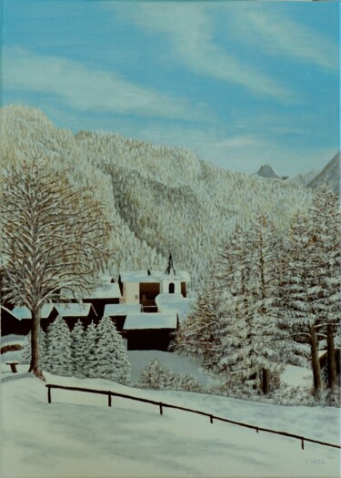 Peinture intitulée "Belle poudre à La S…" par Charles Lienemann, Œuvre d'art originale, Huile Monté sur Châssis en bois
