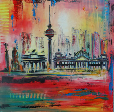 绘画 标题为“Gemälde Berlin Skyl…” 由Burgstallers-Art - Alexandra Brehm, 原创艺术品, 丙烯 安装在木质担架架上