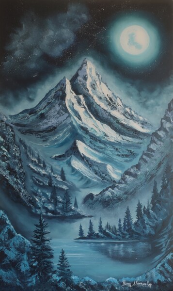 绘画 标题为“Mountain” 由Art Inga Matveeva, 原创艺术品, 油 安装在木板上