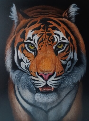 The Monarch's Stare Pintura titulada "The Monarch's Stare" por Sergey Miqayelya, Obra de arte original, Oleo Montado en Bastidor de camilla de m…