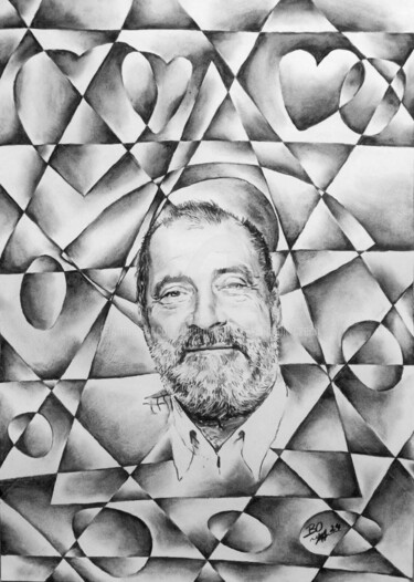 图画 标题为“Amulet - portrait” 由Vladomír Čech / Vladomir Czech, 原创艺术品, 木炭