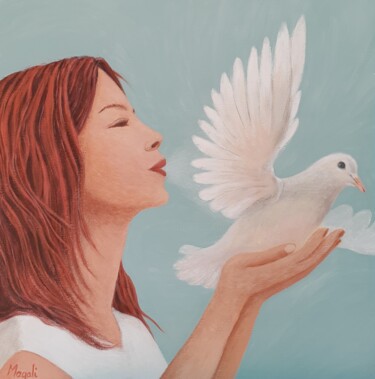 Peinture intitulée "Un souffle de liber…" par Magali Augris, Œuvre d'art originale, Acrylique Monté sur Châssis en bois