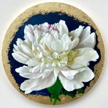 The fragrance of evening Peony Schilderij getiteld "The fragrance of ev…" door Radmila Lipska, Origineel Kunstwerk, Olie Gemonteerd op Frame voor houten br…