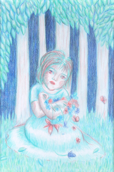 图画 标题为“Dans les bois” 由Claire-Marie Belliard, 原创艺术品, 铅笔