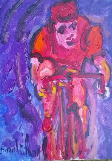 Peinture intitulée "cycliste" par Daniel-Julien Million, Œuvre d'art originale, Huile